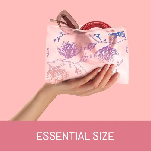 Vista 4 de Ziploc Bolsa de maquillaje y accesorios de viaje reutilizable, ideal para la escuela o el trabajo, colección de dijes, 5 bolsas de estilo esencial