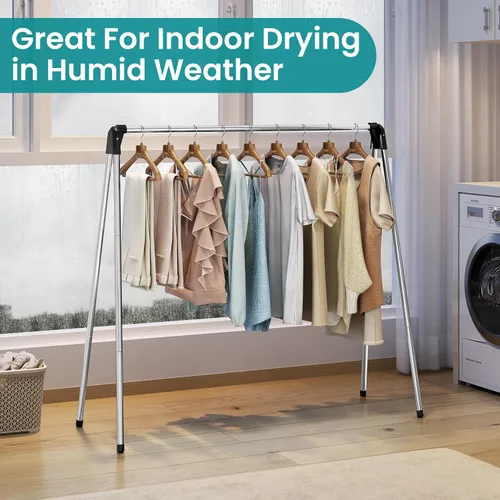 Vista 8 de APEXCHASER Tendedero de Ropa Plegable, 55'' Tendedero de Ropa Plegable Colapsible de Ancho, Colgador Resistente para Suéteres, Ropa de Bebé