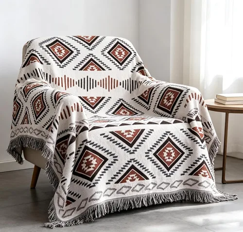 Vista 14 de Luxlovery Manta Aztec Boho Sherpa estilo navajo del suroeste, ligera y cálida, 35 x 59 pulgadas, color óxido de calabaza Aima
