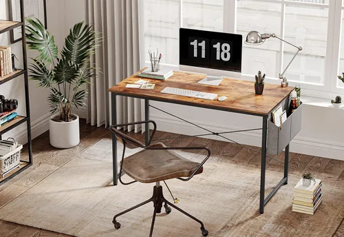 Vista 13 de Cubiker Escritorio para computadora, escritorio pequeño de oficina en casa de 32 pulgadas para espacios pequeños, estilo moderno y simple