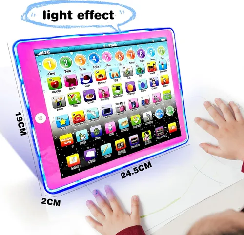 Vista 6 de Tableta para niños, almohadilla de aprendizaje interactiva, juguete con luces, juguetes educativos, regalos divertidos, música, ABC, palabras