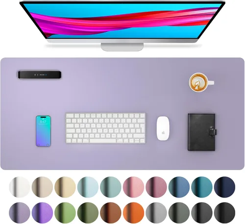 Vista 181 de Aothia - Protector de escritorio de cuero sintético impermeable y antideslizante para laptop, escritura y mouse, para oficina y hogar, 23.6 x 13.7