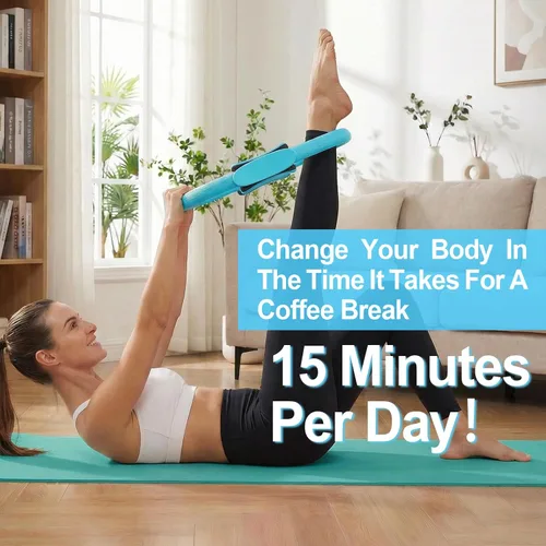 Vista 4 de ElaraFit Home Pilates Ring and Ball Set for Women with 5 Resistance Bands 13 inch Magic Circle Workout Starter Kit for Beginners Full Body Toning 15