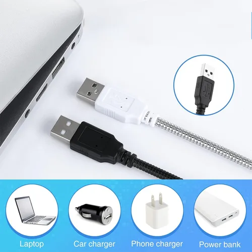 Vista 5 de Mudder 2 piezas de luz LED USB para teclado, luz de cuello de cisne, lámpara de computadora de palo flexible, lámpara LED regulable, interruptor