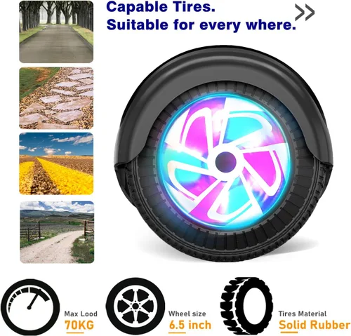 Vista 4 de UNI-SUN Self Balancing Scooter for Kids, 6.5" Two Wheels Scooter with Bluetooth and Lights for Girls Boys Kids Adults