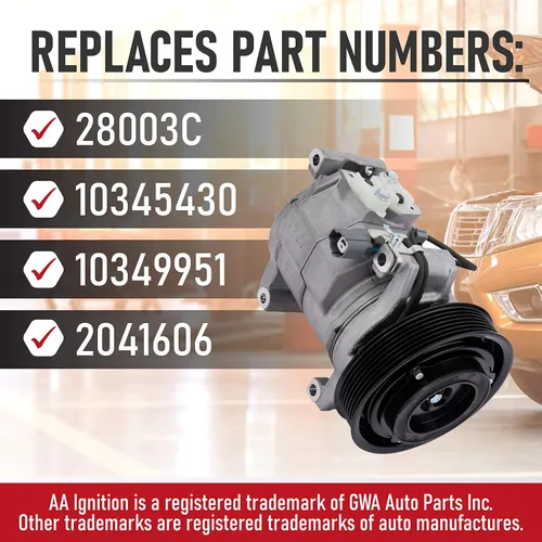 Vista 3 de Compresor de aire acondicionado de repuesto para automóvil de AA Ignition - Compatible con vehículos Honda Accord 2003-2007 2.4L - Reemplaza