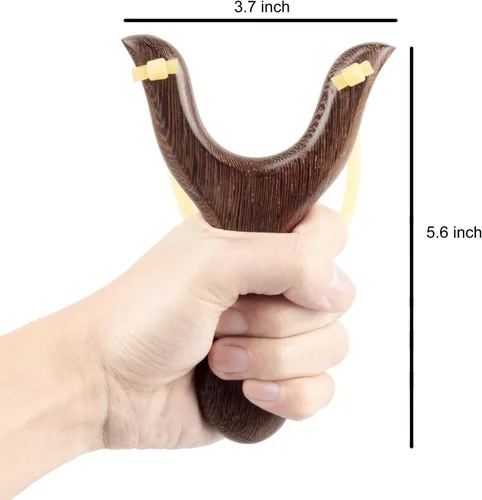 Vista 5 de BASUNE Slingshot - Tirachinas de caza de madera con mango ergonómico, juego de caza profesional, incluye aproximadamente 100 bolas de arcilla