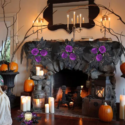 Vista 7 de Corona de vela de Navidad (flor de Halloween)