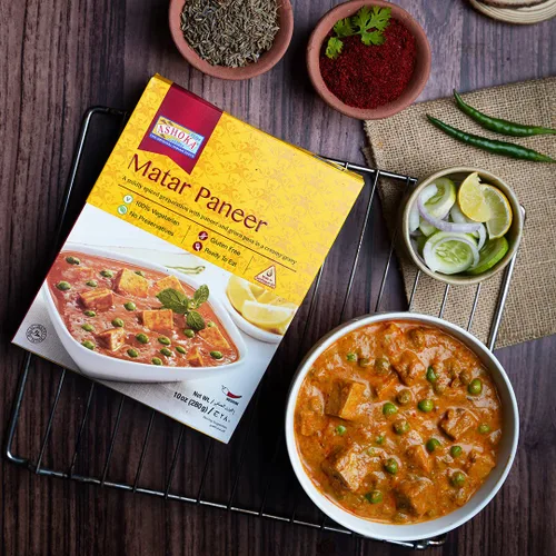 Vista 4 de Ashoka Heat & Eat Meals 1932, Kit de Comidas Vegetarianas Completamente Naturales, Platos Principales de Queso, Surtido de Curry Certificado Kosher