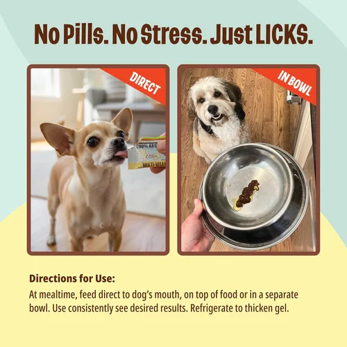 Vista 6 de Licks Multivitamínico para perros de raza pequeña sin píldoras, suplemento para perros con vitamina C, D y calcio, suministros multivitamínicos