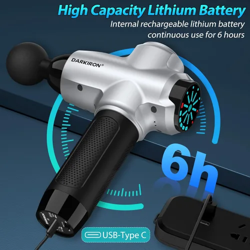 Vista 4 de DARKIRON Massage Gun Deep Tissue Muscle Percussion Massager Gun, Electric Back Massagers with 15 Massage Heads Suitable for Any Pain Relief- Sliver