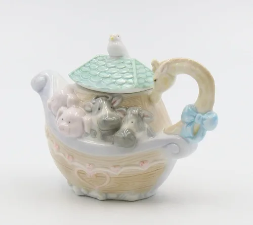 Cosmos Gifts Tetera de porcelana fina Arca de Noé, 5-1/4" L