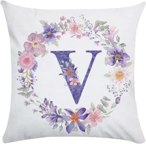 Vista 12 de Fundas de almohada con monograma de 18 x 18 pulgadas, almohadas decorativas con iniciales florales para el hogar, casa de campo, apellido, funda de B