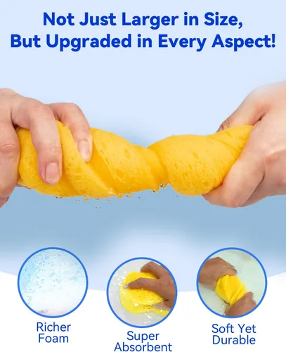 Vista 5 de Temede Esponja de lavado de autos, esponjas grandes de limpieza de automóviles, esponjas multiusos para limpieza, limpiador de espuma gruesa