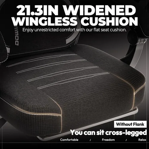 Vista 6 de Dowinx Silla de juegos de tela con reposapiés, silla ergonómica grande y alta con soporte lumbar, silla de computadora con respaldo ancho