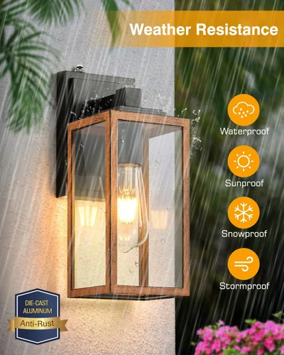 Vista 39 de VIANIS Lámpara de pared dorada para exteriores, sensor de atardecer a amanecer, apliques de montaje en pared exterior para casa, lámparas de pared