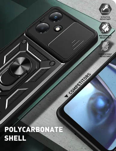 Vista 8 de Funda compatible con Honor X7, lente deslizante a prueba de golpes, compatible con Honor Play 30 Plus, funda con anillo y soporte 2 en 1, funda