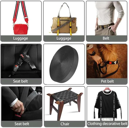 Vista 6 de Correa de nailon de 5/8" 3/4" 1" 1-1/4" 1-1/2" 2" ancho, correa de cincha pesada 1 pulgada 12 yardas, correas de nailon para reparación de equipos