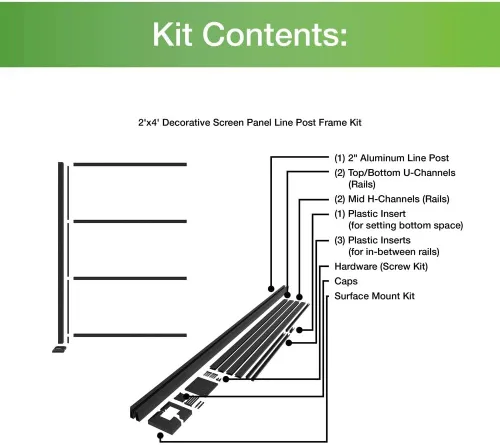 Vista 8 de Kit de extensión de poste de aluminio decorativo de aluminio negro mate de 2 x 4 pies