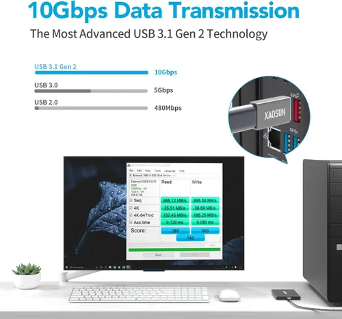 Vista 2 de XAOSUN [10 Gbps] Adaptador USB C hembra a USB macho (paquete de 2), adaptador 3.1 USB A a C, sincronización de datos SuperSpeed unilateral y carga