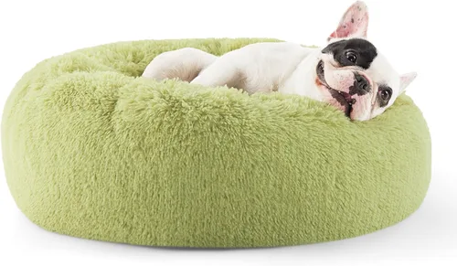 Vista 48 de Bedsure - Cama calmante para perros pequeños y medianos, lavable, con forma de dona, antideslizante, afelpada, esponjosa, pelo sintético, cama