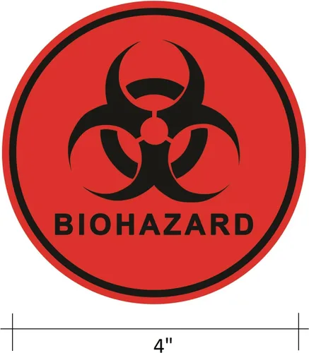 Vista 2 de Biohazard - Calcomanías de seguridad ISO (paquete de 5 calcomanías), 4 x 4 pulgadas, calcomanías para ventanas, automóviles, cajas, contenedores