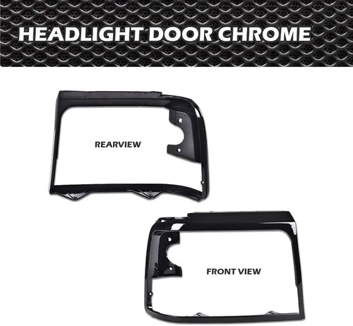Vista 2 de CNNELL Parrilla para puerta de faros delanteros, 1 par, color negro cromado, compatible con Ford F150 F250 F350 Bronco 1992-1996