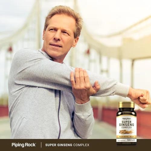 Vista 6 de Piping Rock Cápsulas complejas de ginseng 100 unidades con jalea real Suplemento sin OMG, sin gluten