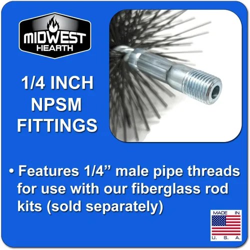 Vista 3 de Midwest Hearth - Cepillo de limpieza de chimenea de alambre (redondo de 6 pulgadas) Fabricado en EE. UU