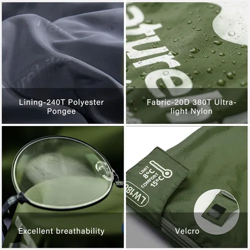 Vista 2 de Naturehike Saco de dormir ultraligero – Sobre ligero portátil, impermeable, cómodo con saco de compresión – Ideal para viajes de 3 estaciones