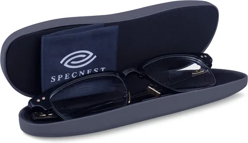 Vista 2 de SpecNest Funda de cristal para ojos delgada y delgada carcasa rígida para gafas carcasa de acero inoxidable con piel vegana para un aspecto