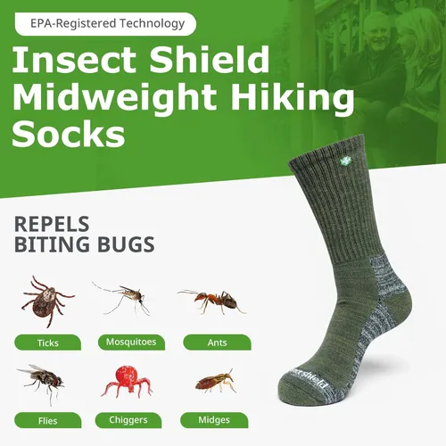 Vista 3 de Calcetines de senderismo de peso medio con repelente de insectos de permetrina - Ropa protectora para hombres y mujeres