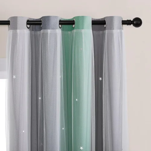 Vista 68 de XiDi Cortinas rosas y grises para dormitorio de niñas, calcomanías de pared de unicornio, cortina verde, cortinas de oscurecimiento de habitación