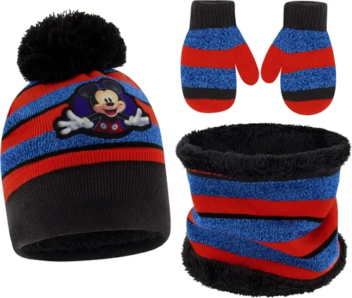 Mickey Mouse Boys Toddler Winter Hat, Scarf & Mittens Set For Ages 2-4 Or Hat, Scarves & Kids Gloves Sets For Ages 4-7
