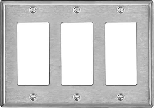 Vista 9 de BESTTEN [Paquete de 5] Placa de pared de metal decorativa con película protectora, cubierta de interruptor decorativa resistente a la corrosión