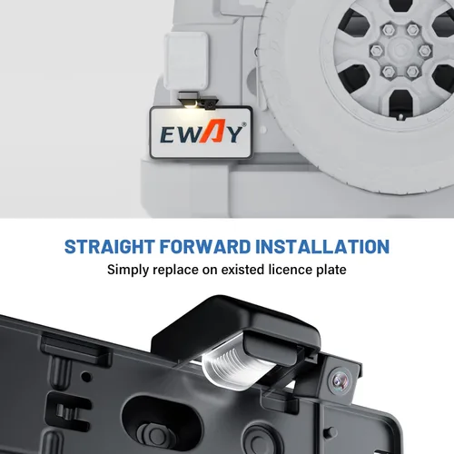 Vista 4 de EWAY Cámara de seguridad de marcha atrás para Jeep Wrangler JK JKU 2007-2018 cámaras de visión trasera impermeable fácil montaje con línea