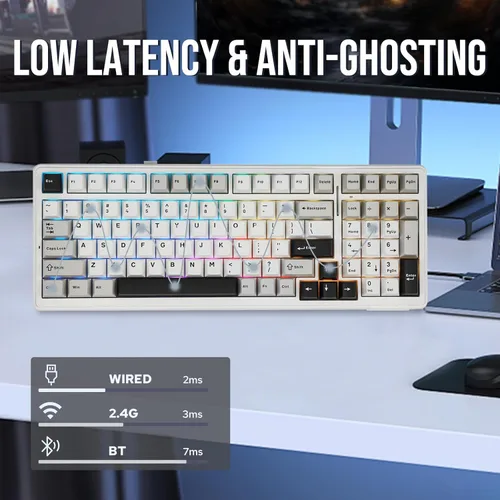 Vista 5 de EPOMAKER x Aula F99 Teclado mecánico inalámbrico, junta intercambiable en caliente, teclado personalizado para juegos con relleno de cinco capas