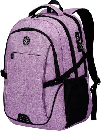 Vista 12 de Mochila antirrobo para portátil con carga USB compatible con portátil de 15.6 pulgadas con bloqueo incluido., Negro
