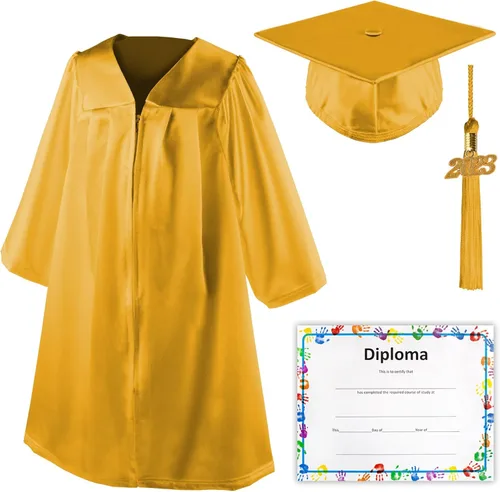 Vista 2 de Class Act Graduation Shiny Kindergarten Preschool Graduation Cap Gown with 2023 Matching Tassel and Diploma Certificate
