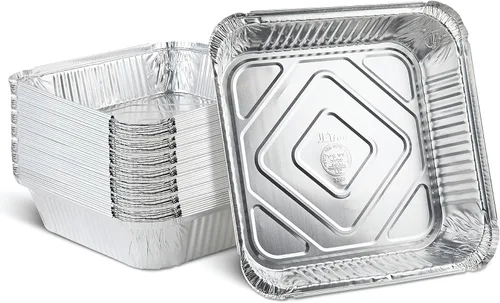 Vista 6 de PLASTICPRO Moldes de aluminio desechables de 10 x 10 x 3 pulgadas para hornear – Utensilios de cocina perfectos para hornear pasteles, panes