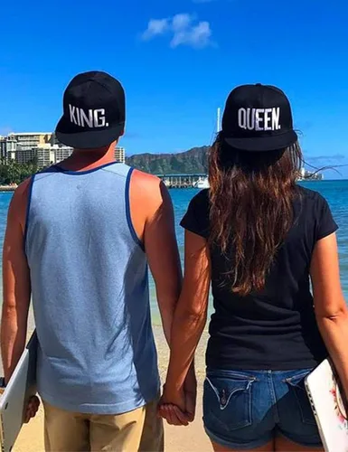 Vista 2 de King Queen Sombreros Coincidencia Snapbacks Hip Hop Sombreros Parejas El Snapback Tapas Ajustable