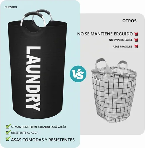 Vista 4 de StorageRight Cesta de Ropa Sucia Grande de 75L, Cesto de Ropa Sucia, Cesto de Ropa Sucia para Lavandería, Plegable, Cestas de Ropa Sucia Negro