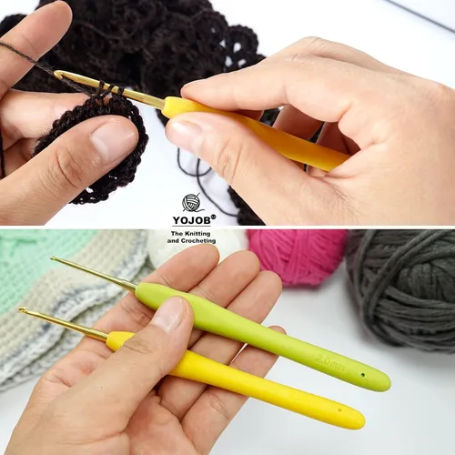 Vista 6 de YOJOB 2Pack Agujas de Ganchillo Tamaño B / 2mm, C / 2.5mm, Super Suave y Ergonómicas para Principiantes y Avanzados (2.0mm, 2.5mm)