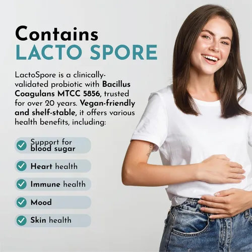 Vista 5 de VITASEI Happy Flora, Suplemento probiótico 170 mil millones de UFC para una salud intestinal saludable con enzimas para la digestión, probióticos