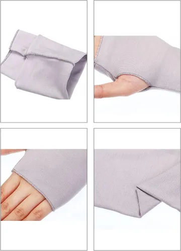 Vista 2 de Bememo Guantes sin dedos para mujer guantes de protección UV hasta la muñeca guantes de algodón con bloqueo solar guantes de conducción unisex