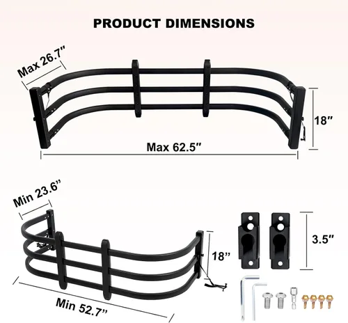 Vista 2 de CXRCY Extensor de caja de camión, 52-62.6 pulgadas de largo x 23-26.7