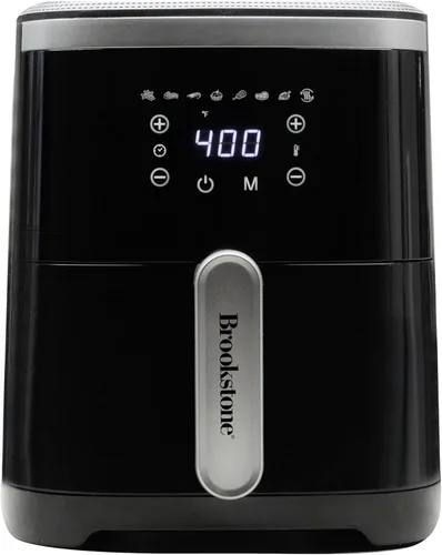Brookstone Freidora de aire – Freidora de gran capacidad de 4.5 cuartos de galón, 1300 W con pantalla LED, 8 preajustes, temperatura ajustable,