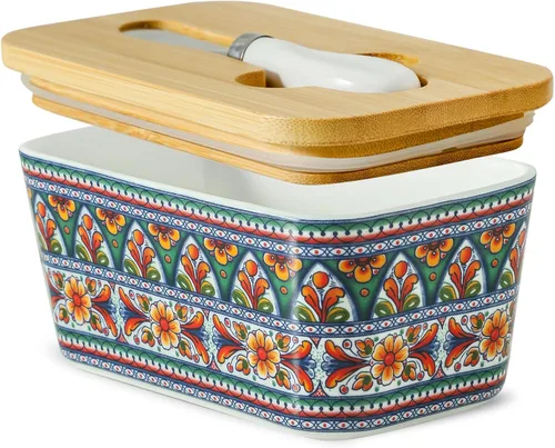 Vista 11 de Hasense Mantequillera con Tapa, Plato de Mantequilla de Cerámica con Cuchillo para Encimera, Recipiente Hermético Cubierto para Mantener Negro