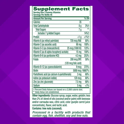 Vista 4 de Vitafusion Magníficas vitaminas gomosas multivitamínicas para cabello, piel y uñas, además de biotina y vitaminas antioxidantes C y E, sabor a