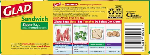 Vista 9 de Bolsas de almacenamiento de alimentos Glad, bolsa con cremallera, 100